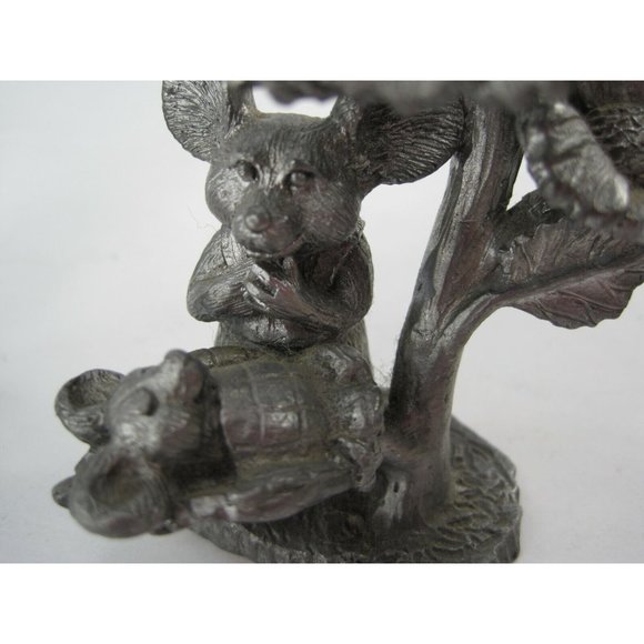 Michael Ricker Pewter 2 Figurine Flowers & Mice, Fairy With Crown Wand & Wings - Picture 4 of 12